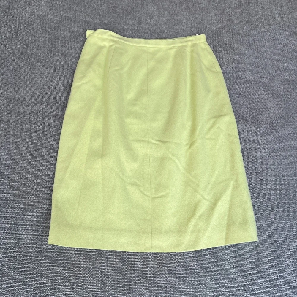 Vtg Koret of California Pencil Skirt Womens 18 Yellow Wool Pleated Office Career